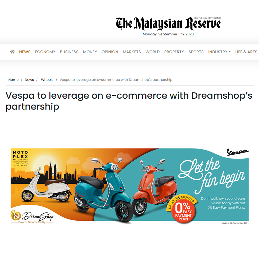 Beli VESPA Secara Dalam Talian. Ansuran Mudah 0% Sehingga 3 Tahun. Bermula RM475 Sebulan